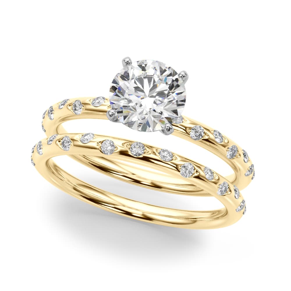 Scattered Diamond Engagement Ring, style 51168, On hand view in yellow gold