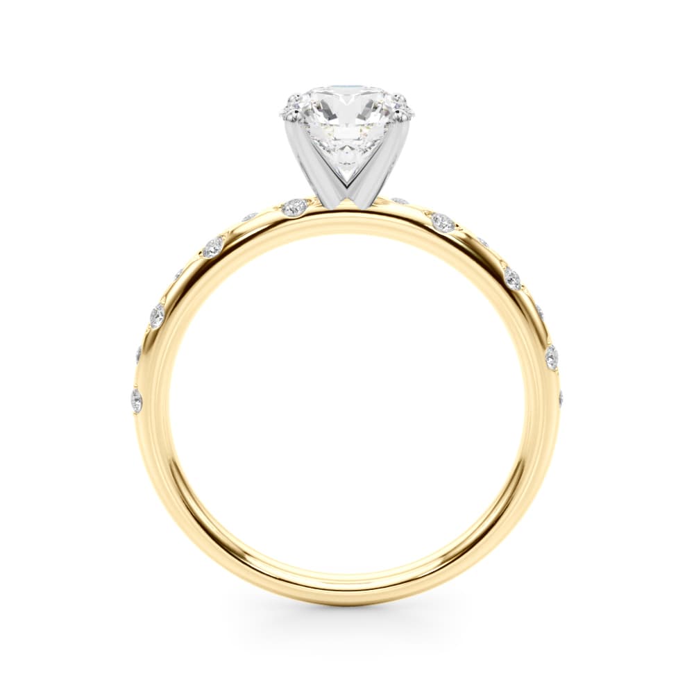 Scattered Diamond Engagement Ring, style 51168, Side view in yellow gold