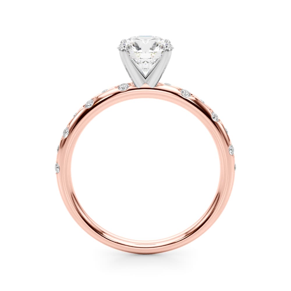 Scattered Diamond Engagement Ring, style 51168, Side view in rose gold