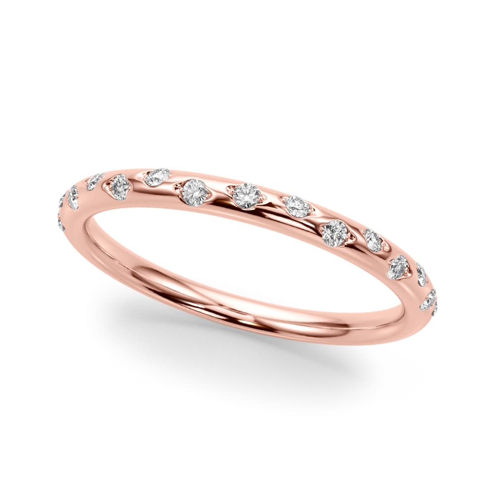 Scattered Diamond Wedding Band (0.08 ct. tw.), Front view in rose gold