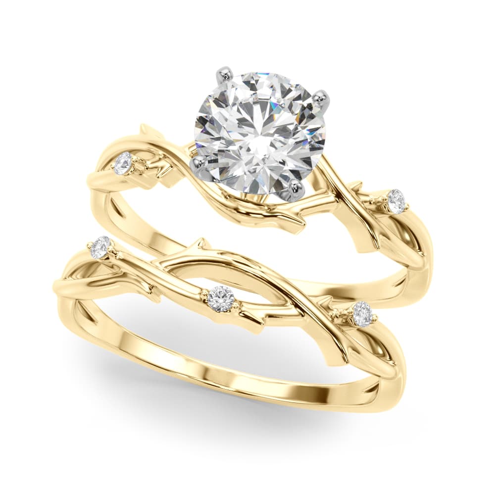 Nature-Inspired Thorn Vine Engagement Ring, style 51169, On hand view in yellow gold
