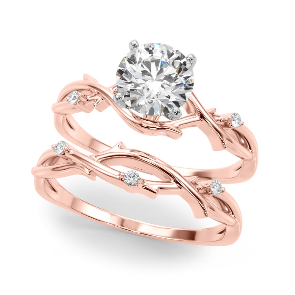 Nature-Inspired Thorn Vine Engagement Ring, style 51169, On hand view in rose gold