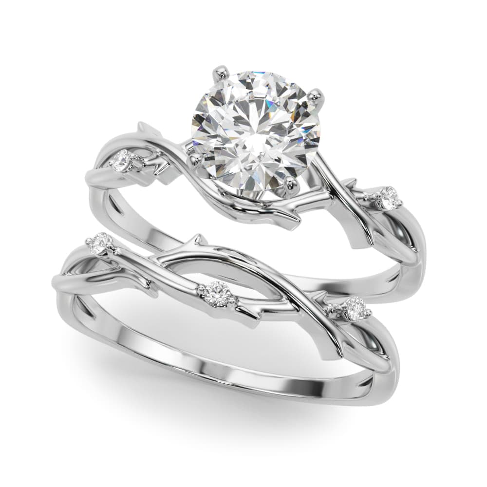 Nature-Inspired Thorn Vine Engagement Ring, style 51169, On hand view in white gold or platinum