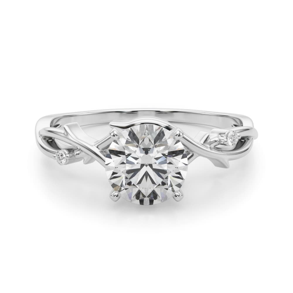 Nature-Inspired Thorn Vine Engagement Ring, style 51169, Top view in white gold or platinum