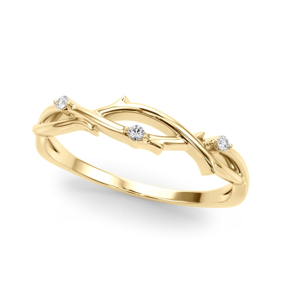 Nature Inspired Twisting Wedding Band (0.03 ct. tw.), Front view in yellow gold