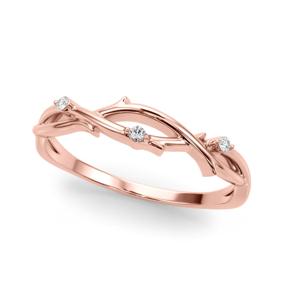 Nature Inspired Twisting Wedding Band (0.03 ct. tw.), Front view in rose gold