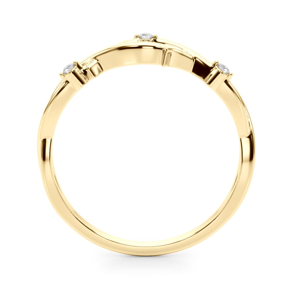 Nature Inspired Twisting Wedding Band (0.03 ct. tw.), Side view in yellow gold