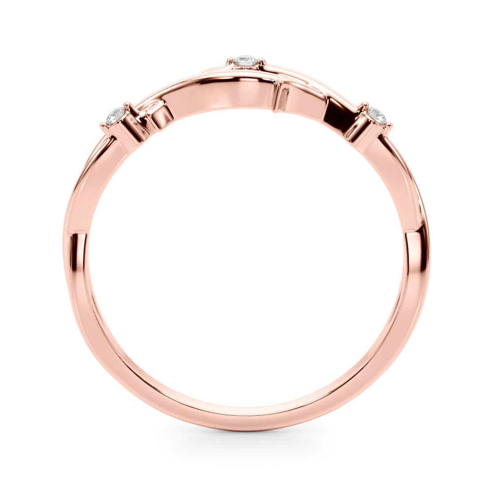 Nature Inspired Twisting Wedding Band (0.03 ct. tw.), Side view in rose gold