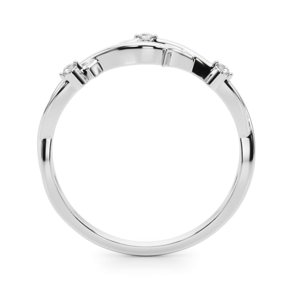 Nature Inspired Twisting Wedding Band (0.03 ct. tw.), Side view in white gold or platinum