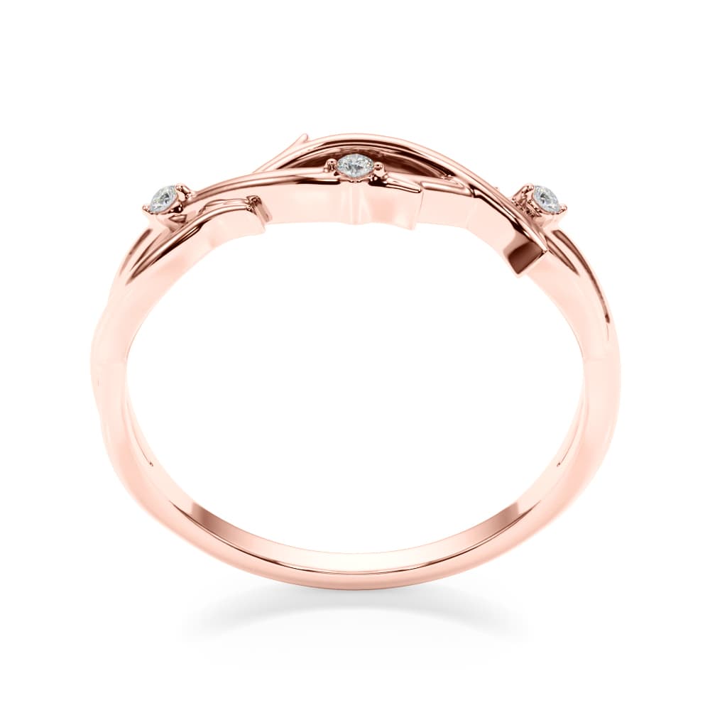Nature Inspired Twisting Wedding Band (0.03 ct. tw.), Top view in rose gold