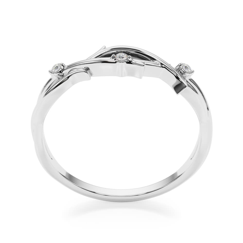 Nature Inspired Twisting Wedding Band (0.03 ct. tw.), Top view in white gold or platinum