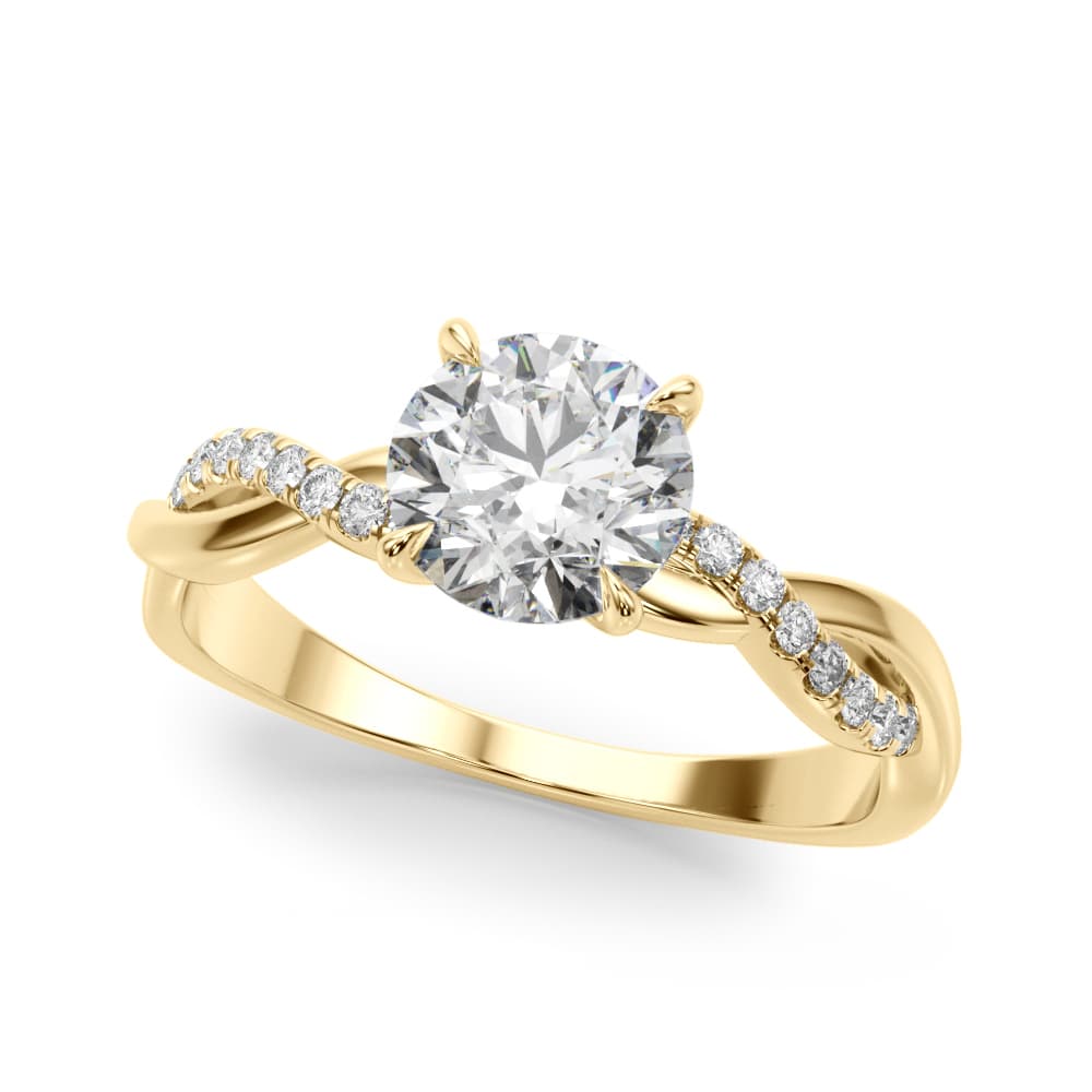 Twisted 4-Prong Round Engagement Ring, style 51170, Front view in yellow gold
