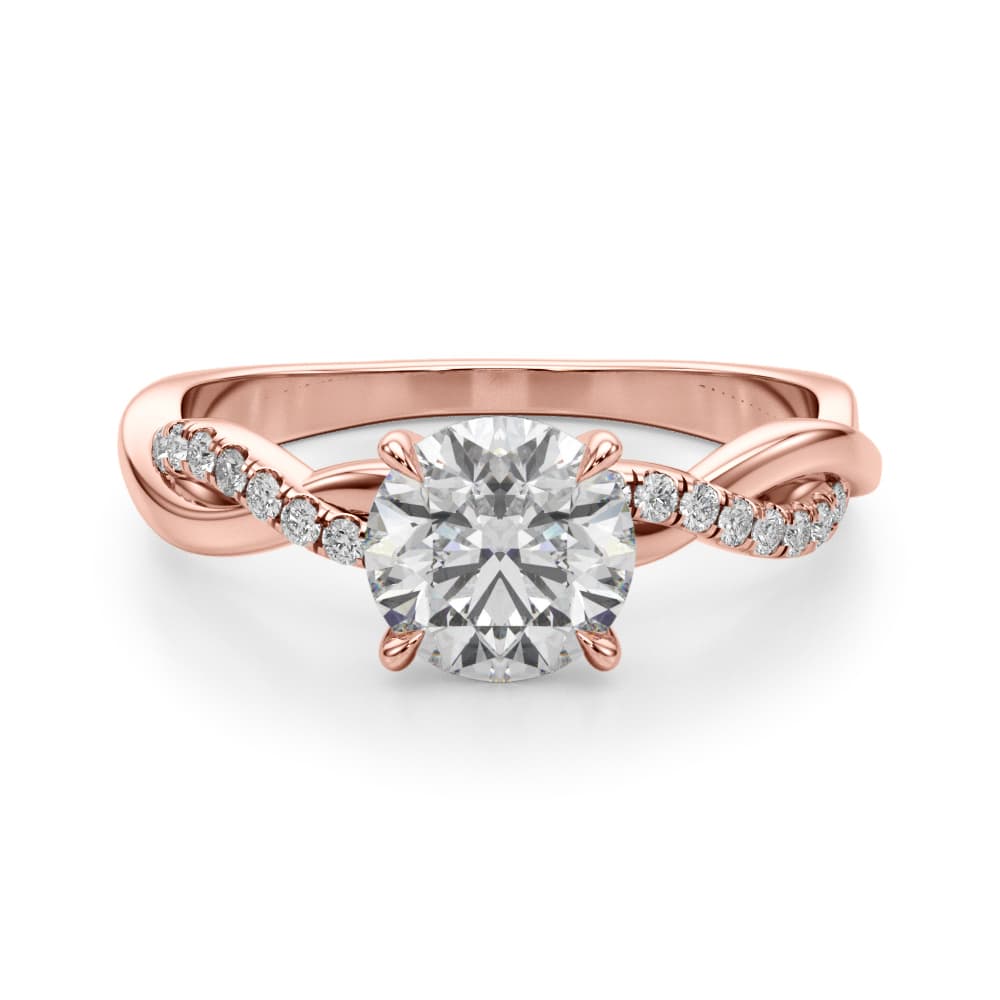 Twisted 4-Prong Round Engagement Ring, style 51170, Angle view in rose gold