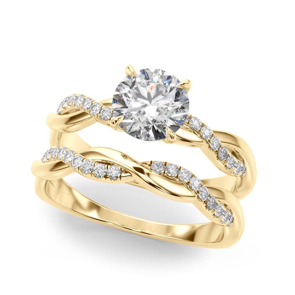 Twisted 4-Prong Round Engagement Ring, style 51170, On hand view in yellow gold