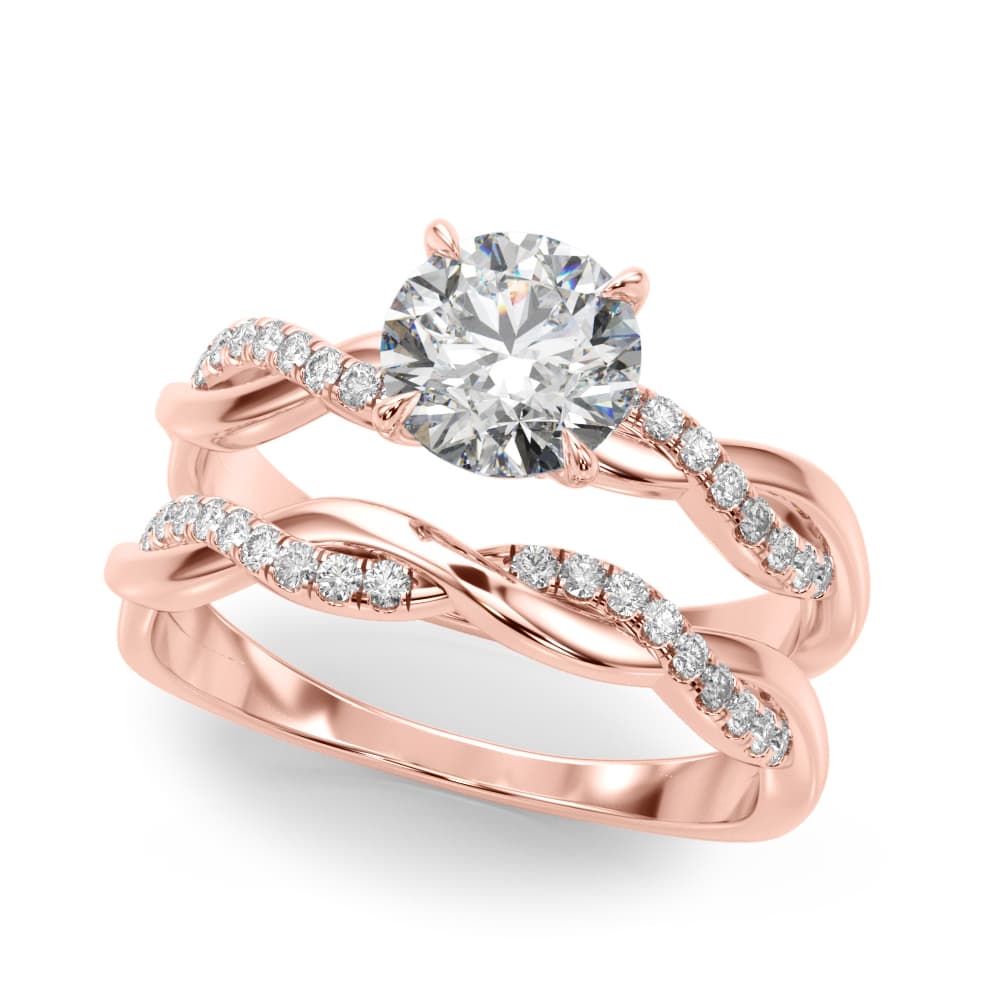Twisted 4-Prong Round Engagement Ring, style 51170, On hand view in rose gold