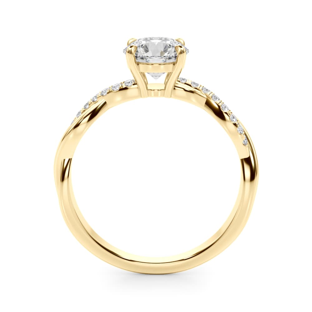 Twisted 4-Prong Round Engagement Ring, style 51170, Side view in yellow gold