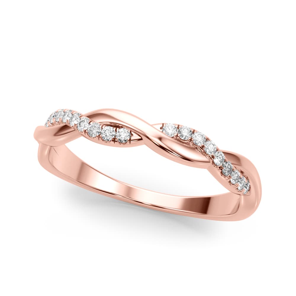 Twisted Diamond Wedding Band (1/8 ct. tw.), Front view in rose gold