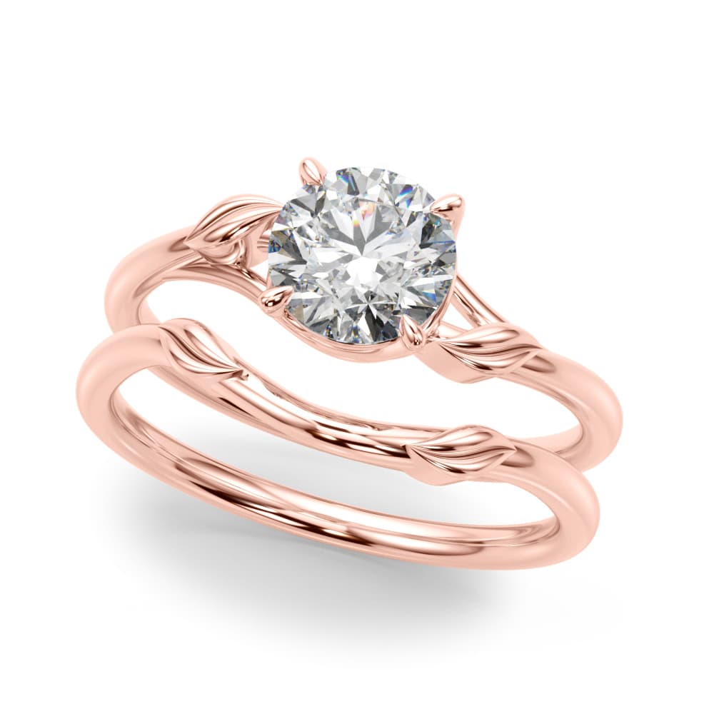 Floral Solitaire Round Engagement Ring, style 51172, On hand view in rose gold