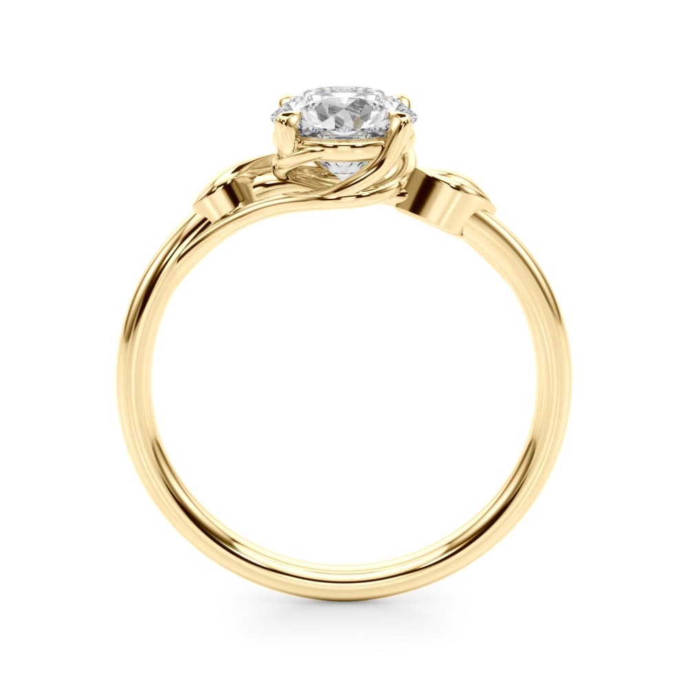 Floral Solitaire Round Engagement Ring, style 51172, Side view in yellow gold