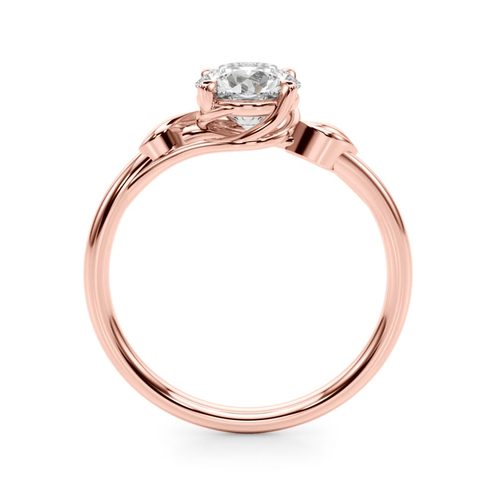 Floral Solitaire Round Engagement Ring, style 51172, Side view in rose gold