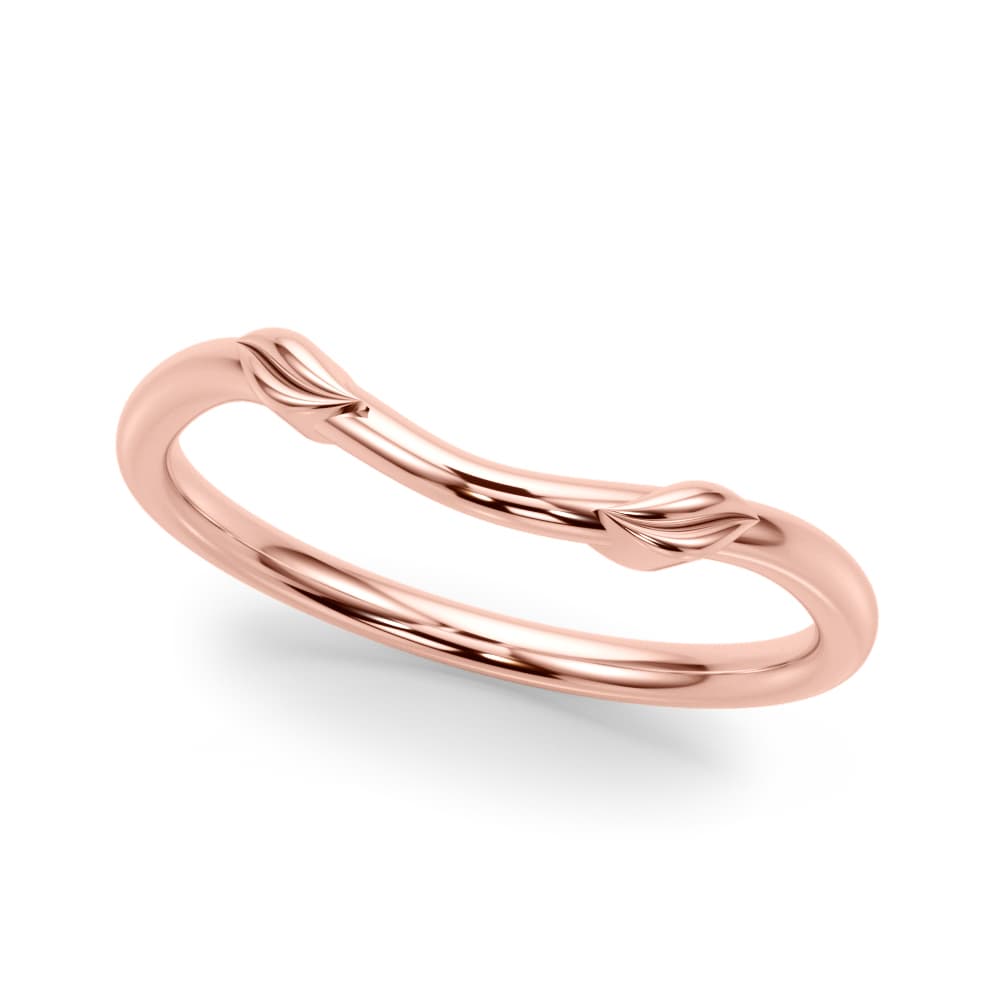 Nature-Inspired Curved Wedding Band, Front view in rose gold