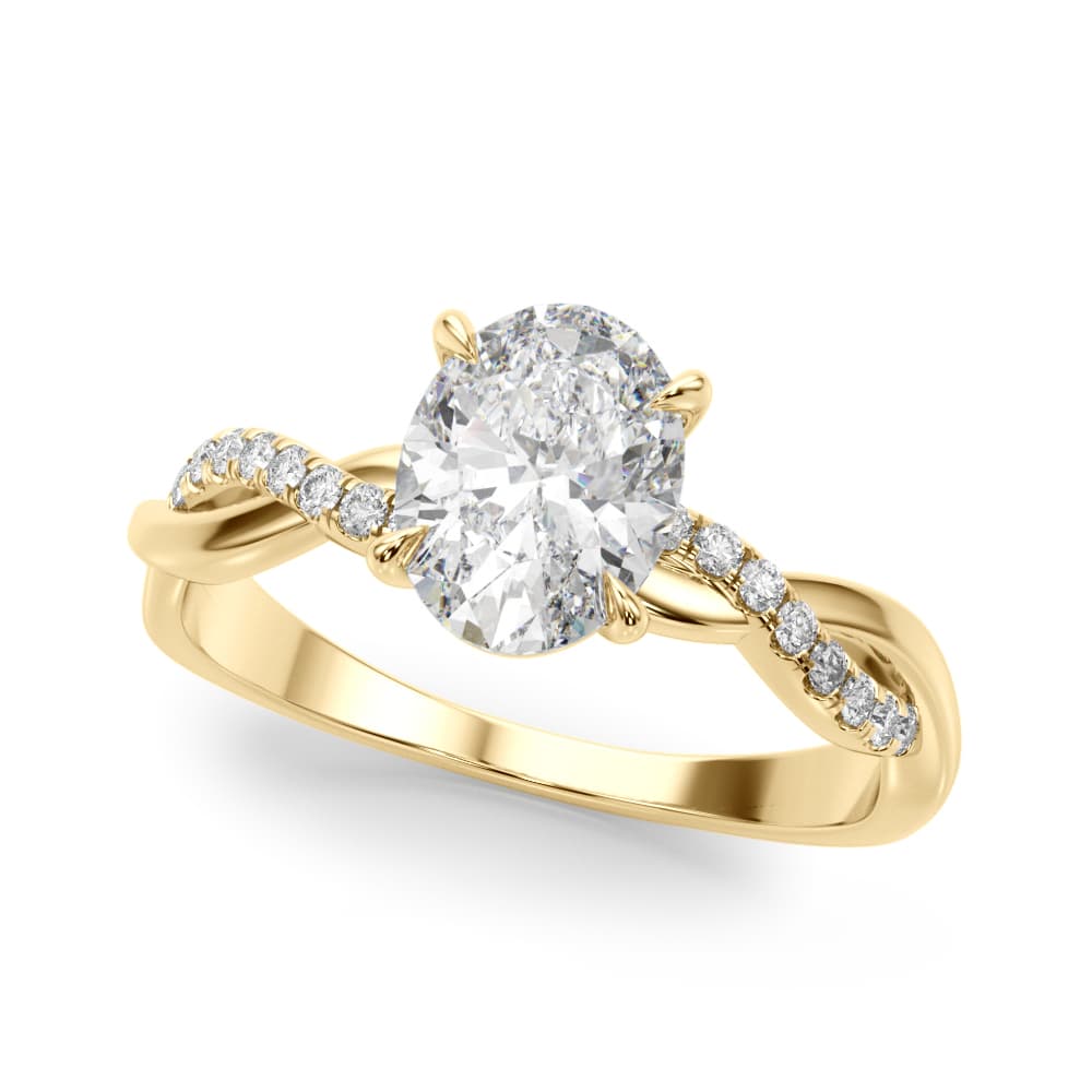 Oval Center Engagement Ring, style 51173, Front view in yellow gold