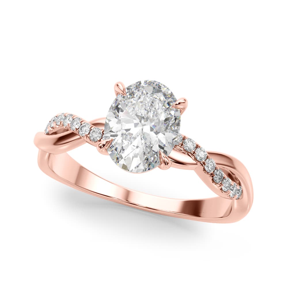 Oval Center Engagement Ring, style 51173, Front view in rose gold