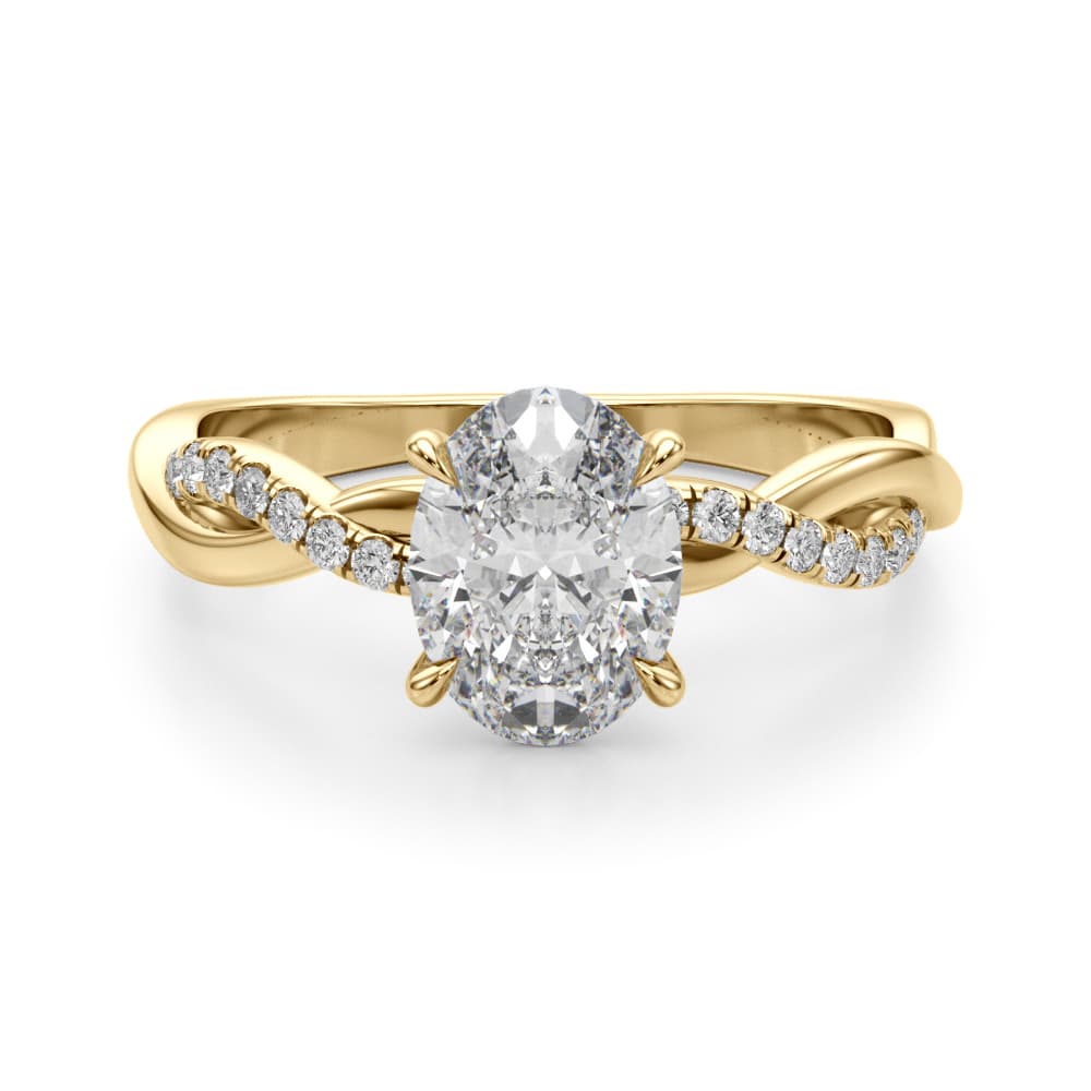 Oval Center Engagement Ring, style 51173, Angle view in yellow gold