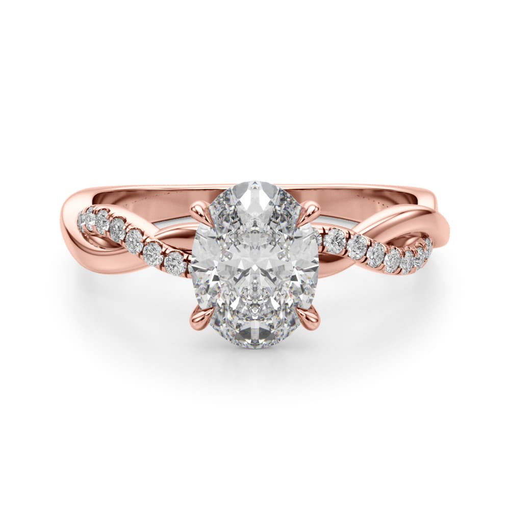 Oval Center Engagement Ring, style 51173, Angle view in rose gold