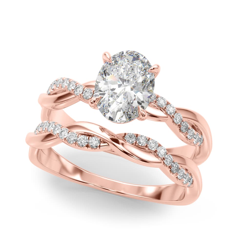 Oval Center Engagement Ring, style 51173, On hand view in rose gold