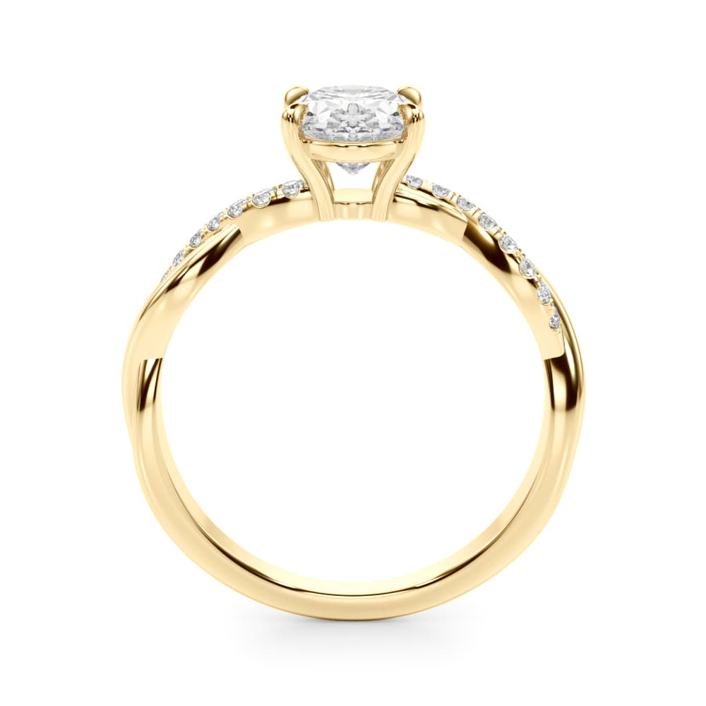 Oval Center Engagement Ring, style 51173, Side view in yellow gold