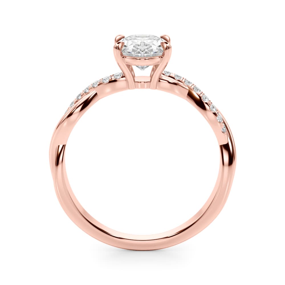 Oval Center Engagement Ring, style 51173, Side view in rose gold