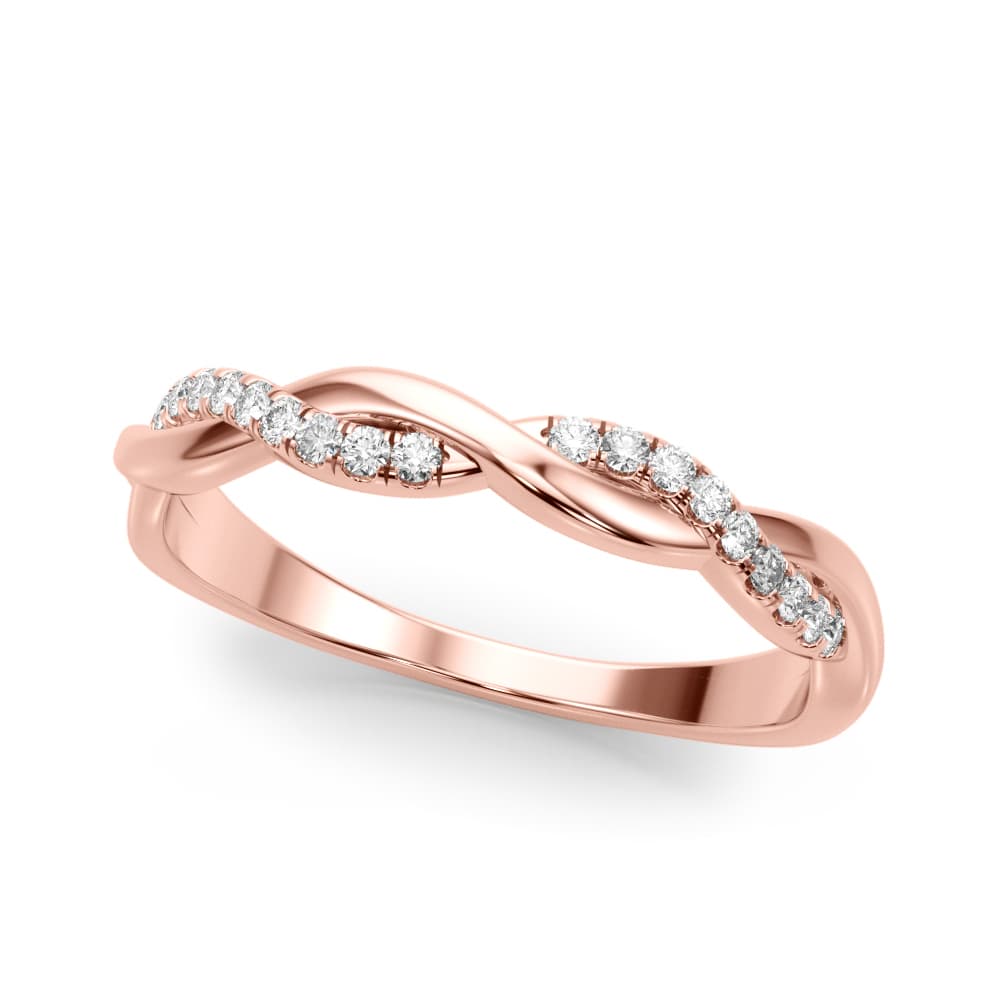 Twisting Wedding Band (1/8 ct. tw.), Front view in rose gold