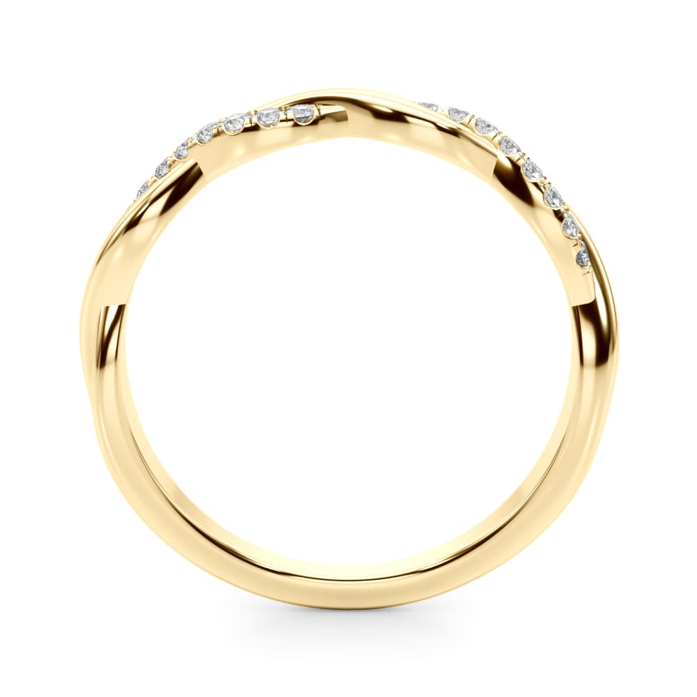 Twisting Accented Wedding Band (1/8 ct. tw.), Side view in yellow gold