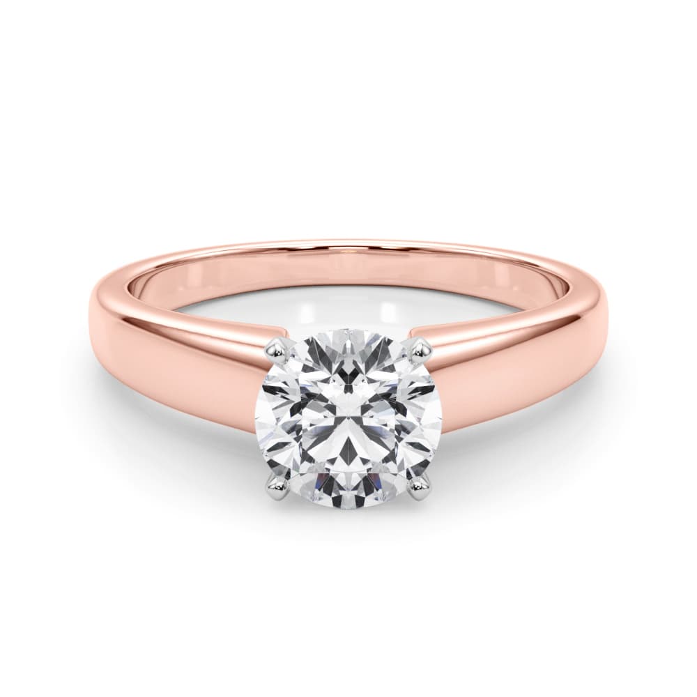 Solitaire Engagement Ring, style 51175, On hand view in rose gold