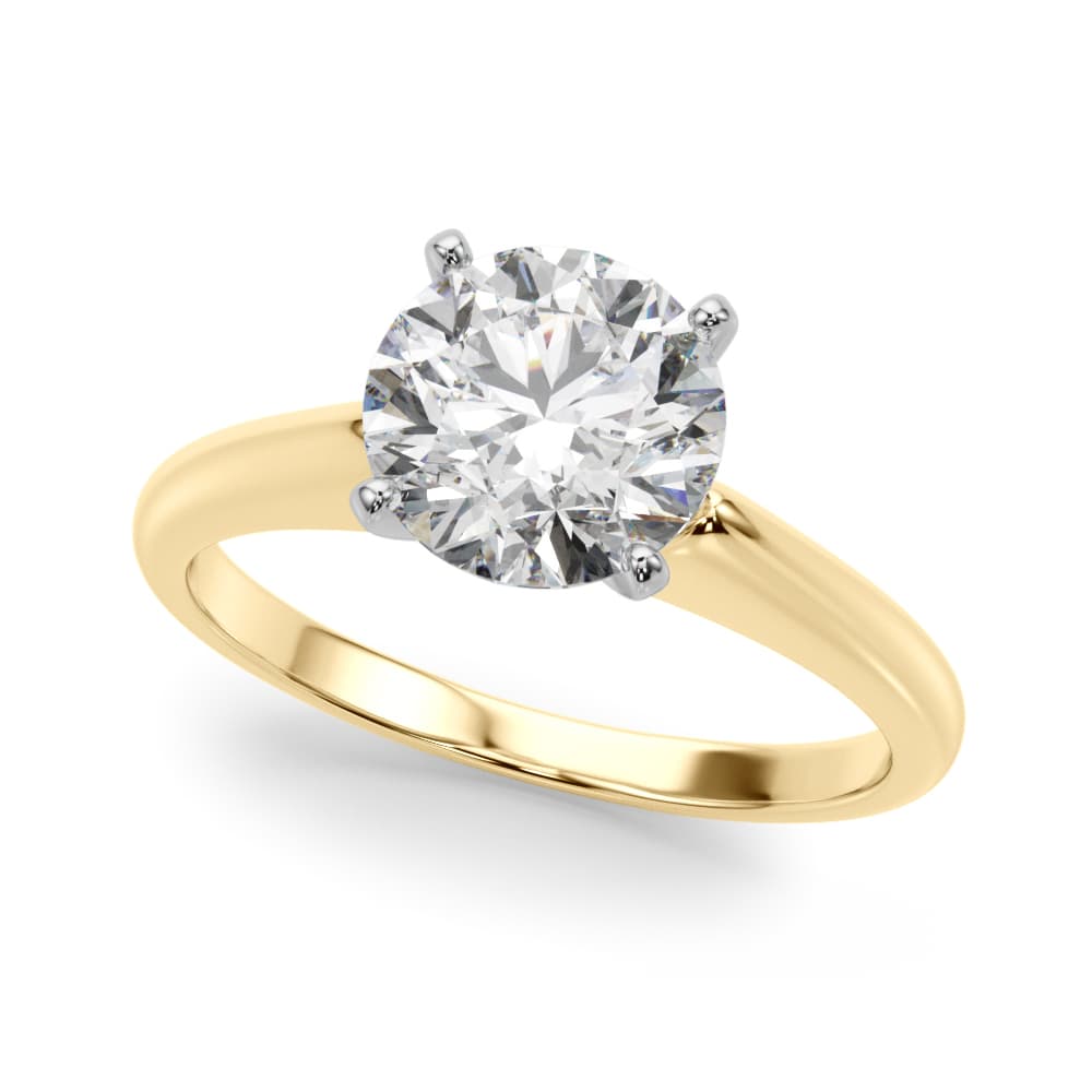 Solitaire Round Diamond Engagement Ring, style 51176, Front view in yellow gold