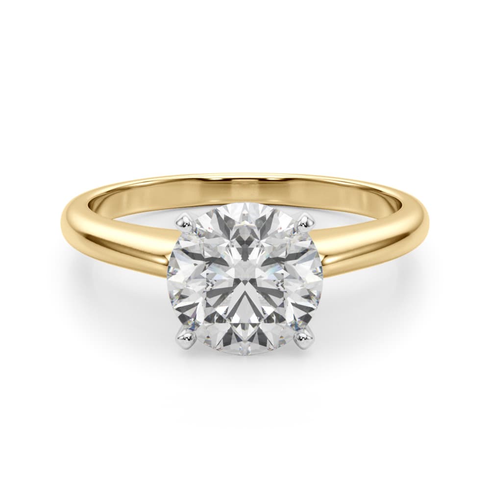Solitaire Round Diamond Engagement Ring, style 51176, Angle view in yellow gold