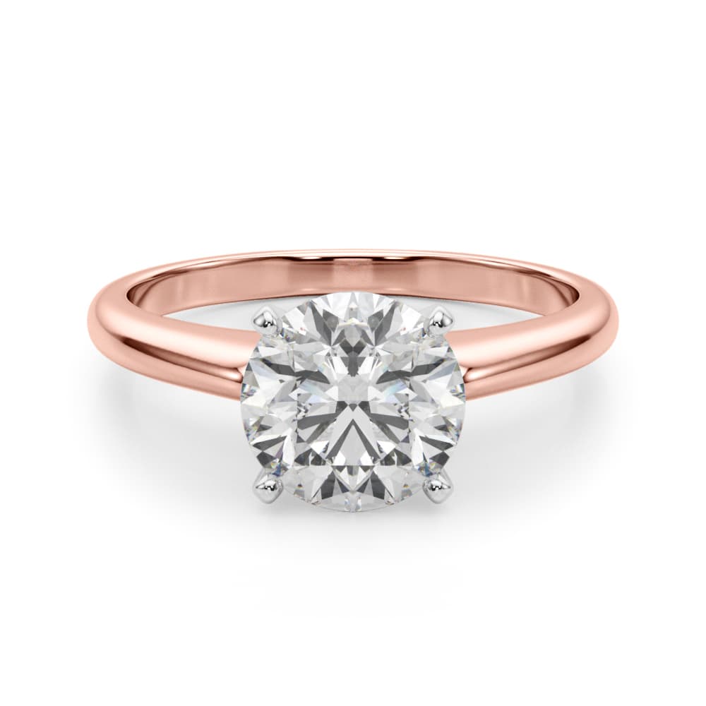 Solitaire Round Diamond Engagement Ring, style 51176, Angle view in rose gold