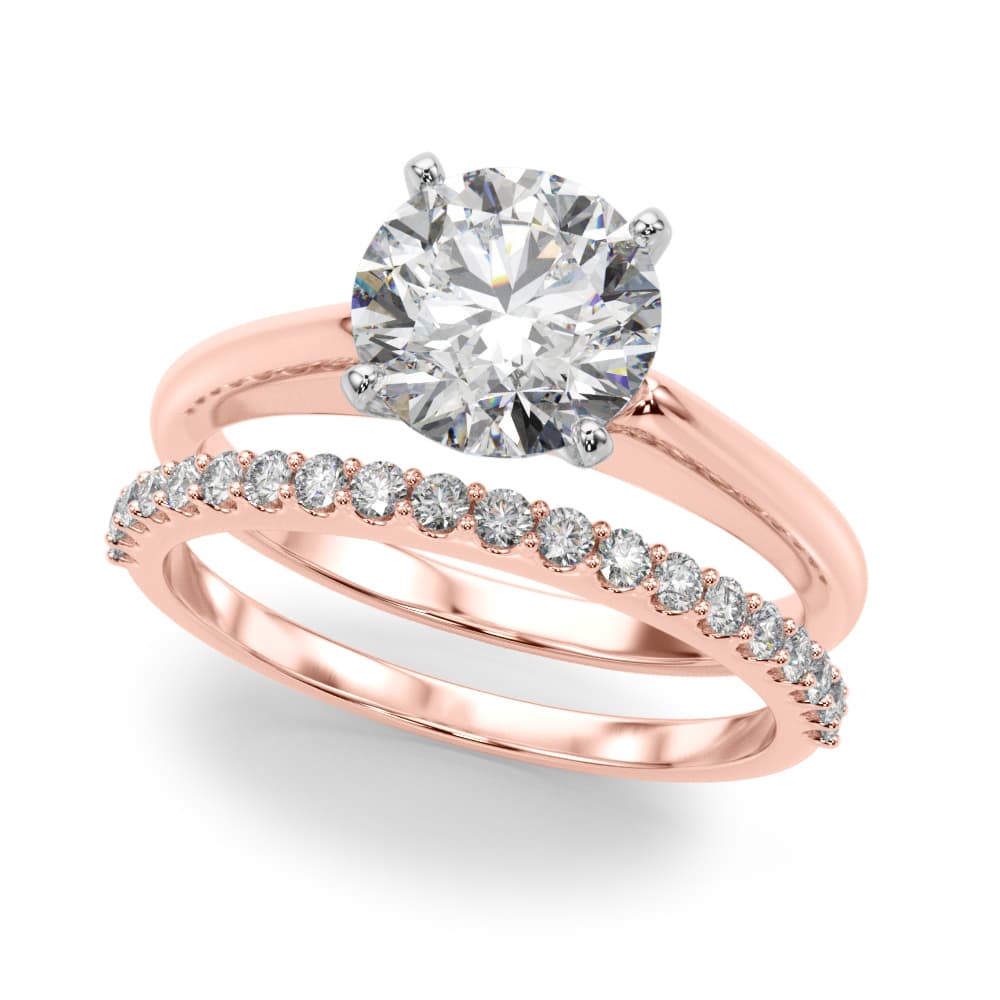 Solitaire Round Diamond Engagement Ring, style 51176, On hand view in rose gold