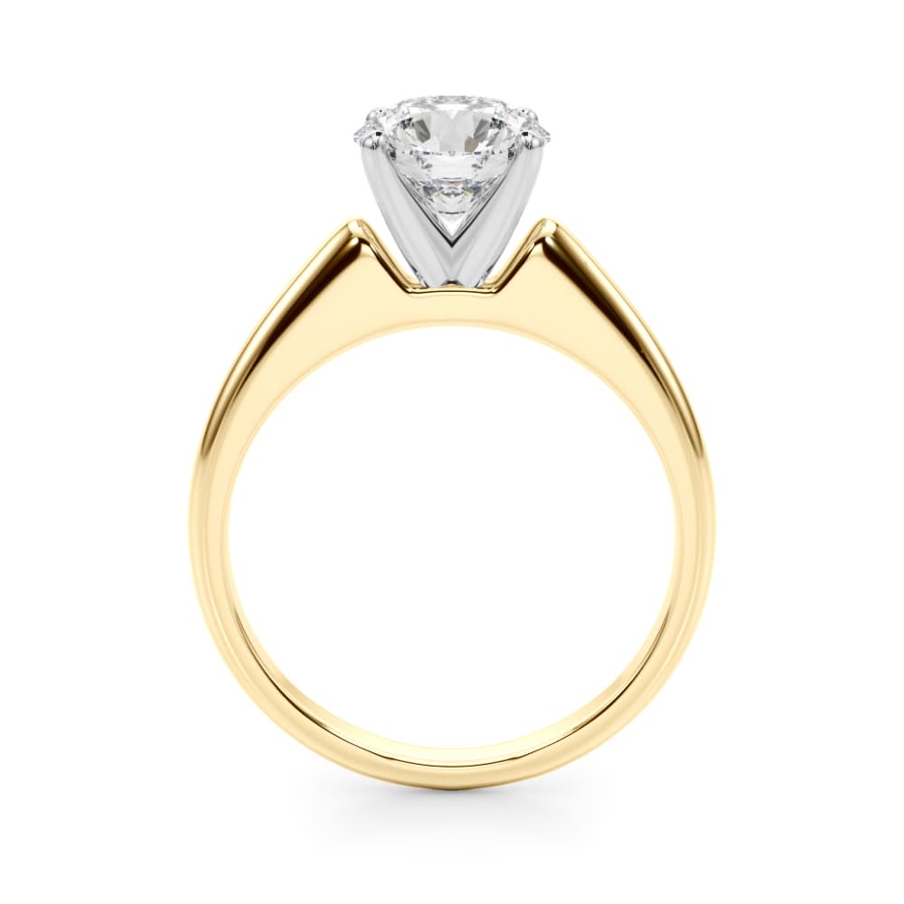 Solitaire Round Diamond Engagement Ring, style 51176, Side view in yellow gold