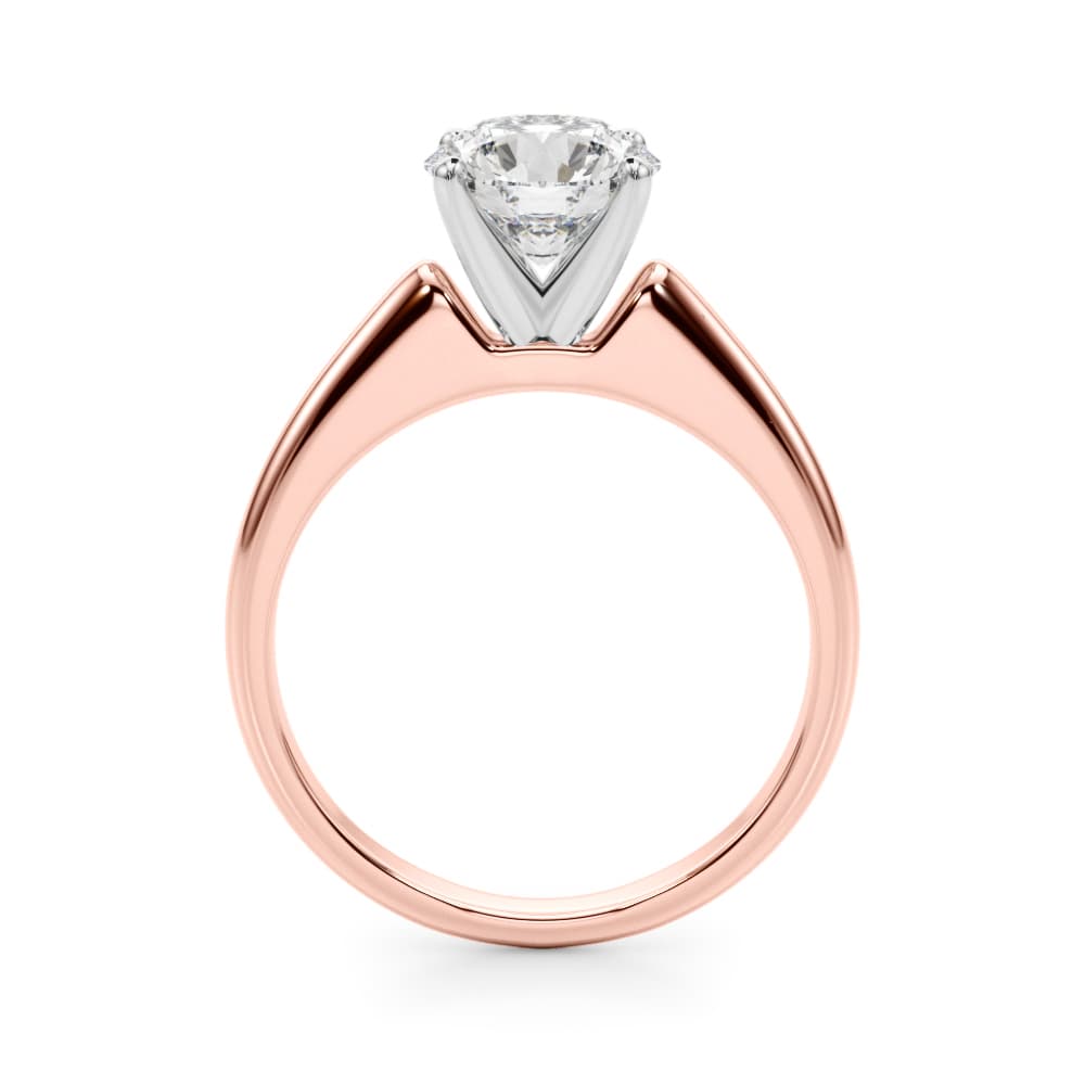 Solitaire Round Diamond Engagement Ring, style 51176, Side view in rose gold