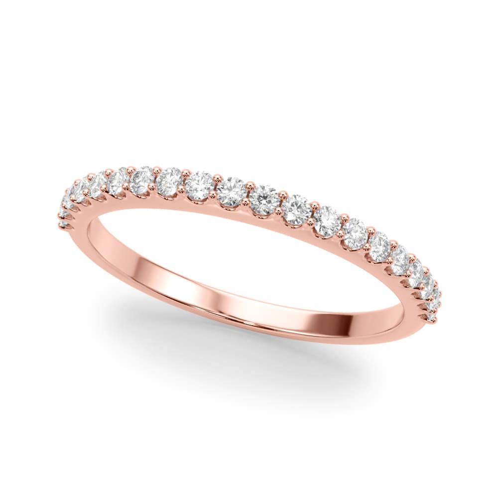 Prong Set Wedding Band (0.3 ct. tw.), Front view in rose gold
