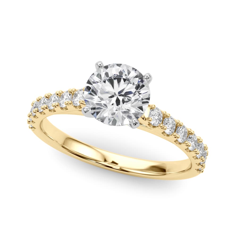 Single Row Engagement Ring, style 51177, Front view in yellow gold