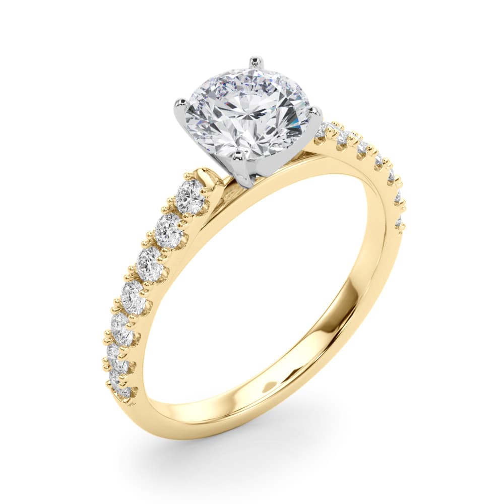 Single Row Engagement Ring, style 51177, Angle view in yellow gold