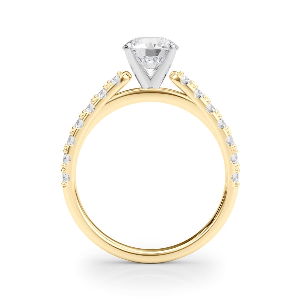 Single Row Engagement Ring, style 51177, Side view in yellow gold