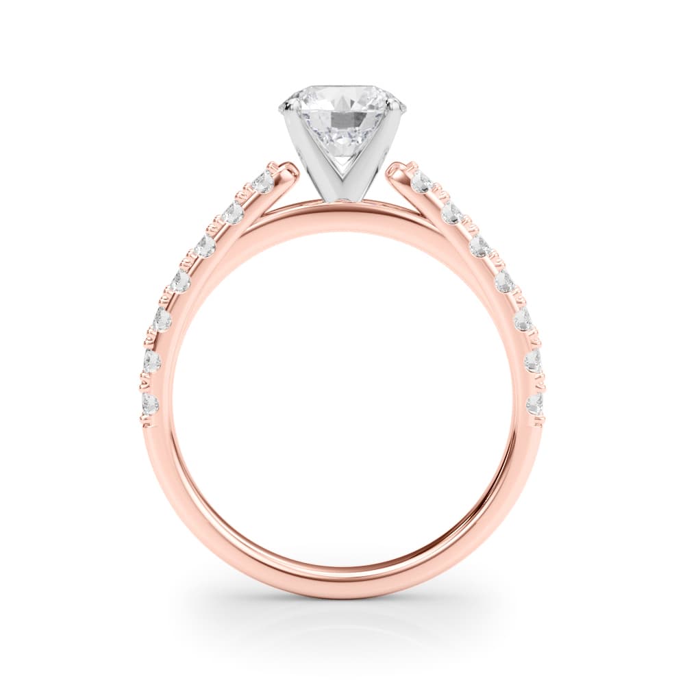 Single Row Engagement Ring, style 51177, Side view in rose gold