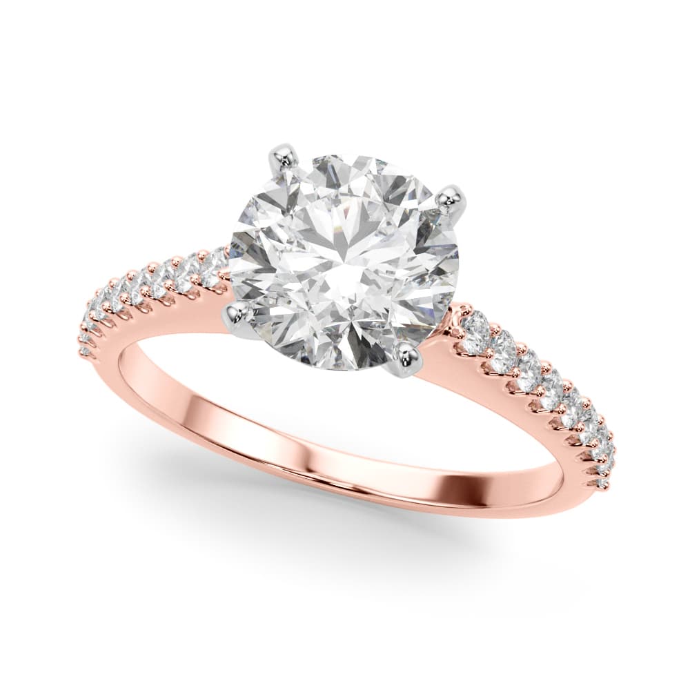 Single Row Shared Prong Engagement Ring, style 51178, Front view in rose gold