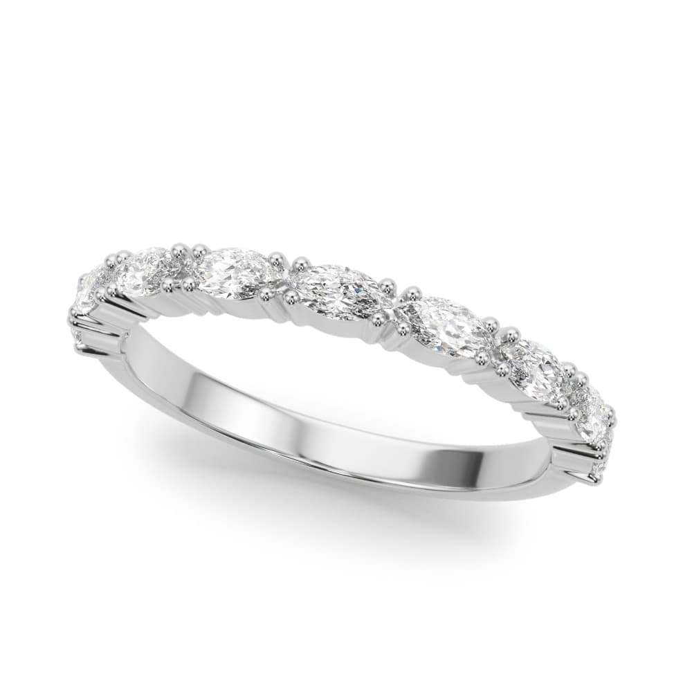 East-West Marquise Wedding Band — View 1