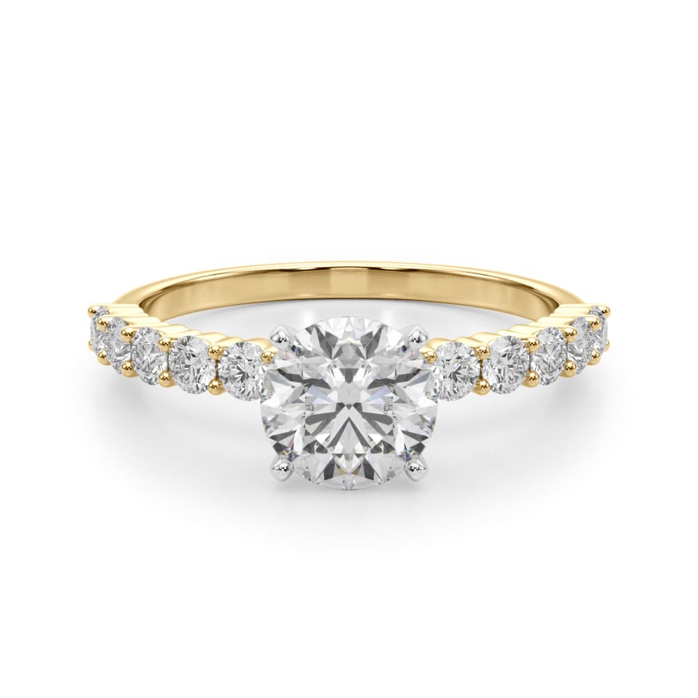 Single Row Engagement Ring, style 51180, Angle view in yellow gold