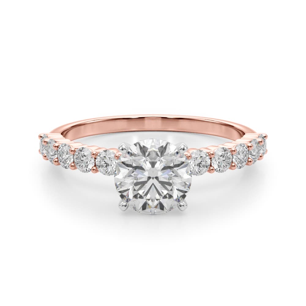 Single Row Engagement Ring, style 51180, Angle view in rose gold
